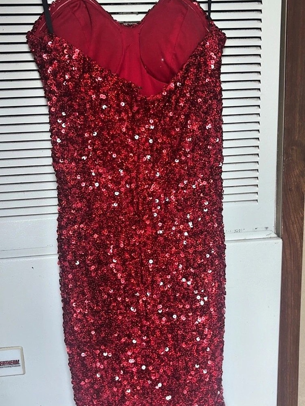 Red Sequin Midi Dress Like New